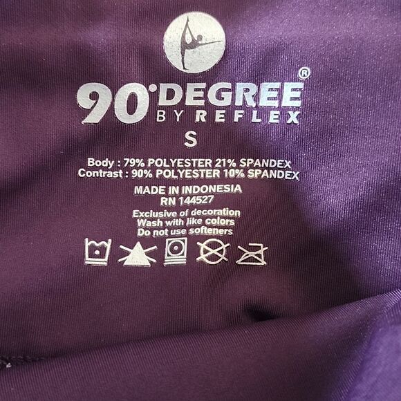 90 Degree By Reflex Ankle Length Deep Purple Athletic Leggings, Small - Picture 4 of 5